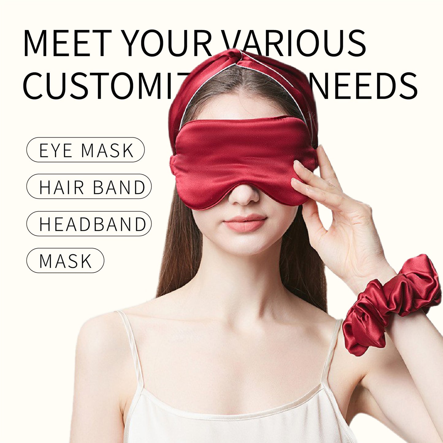 Custom Silk daily necessities Eye masks hair bands headbands masks Pattern Logo