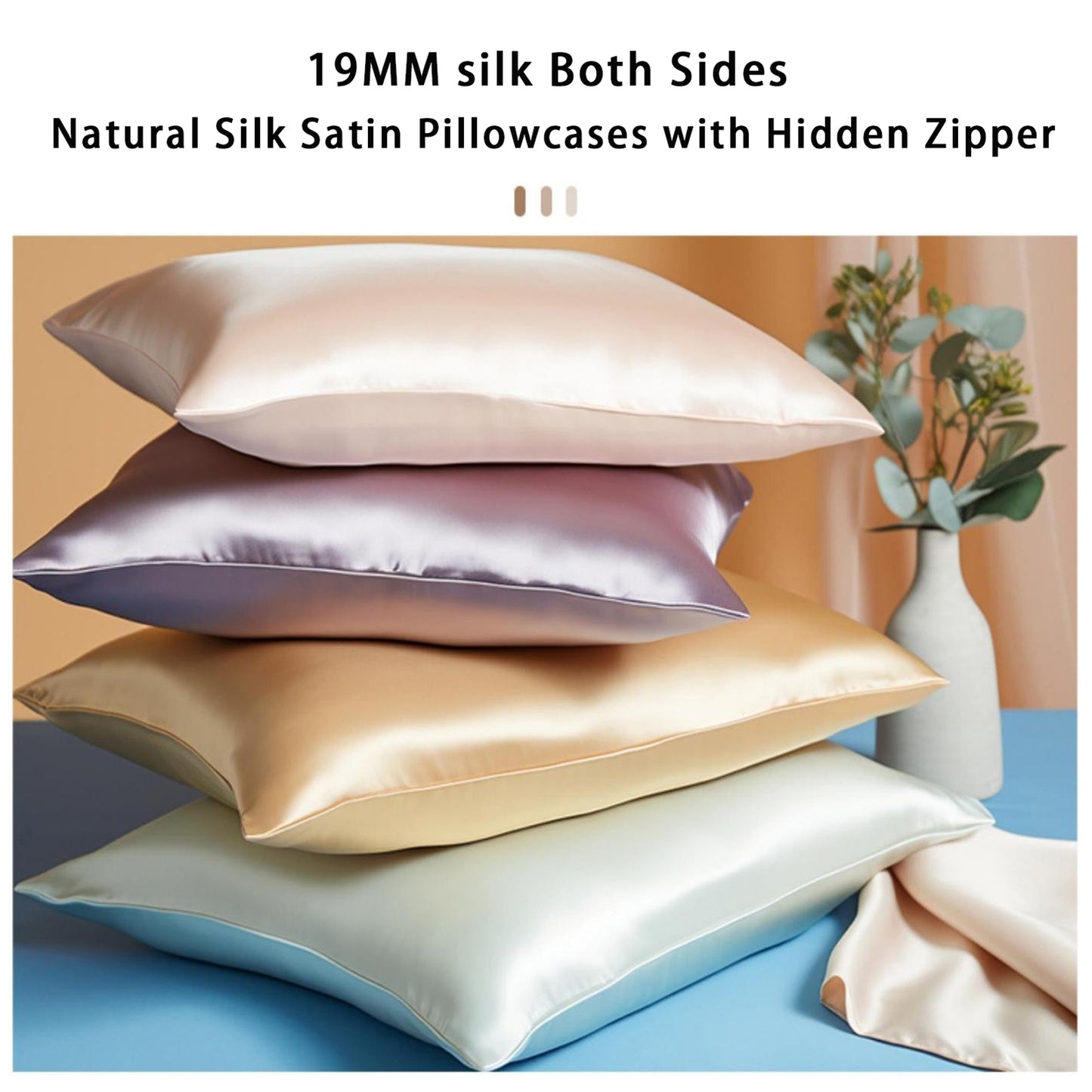Mulberry Silk On Both Sides 19mm Silk Pillowcase for Hair and Skin Hidden Zipper