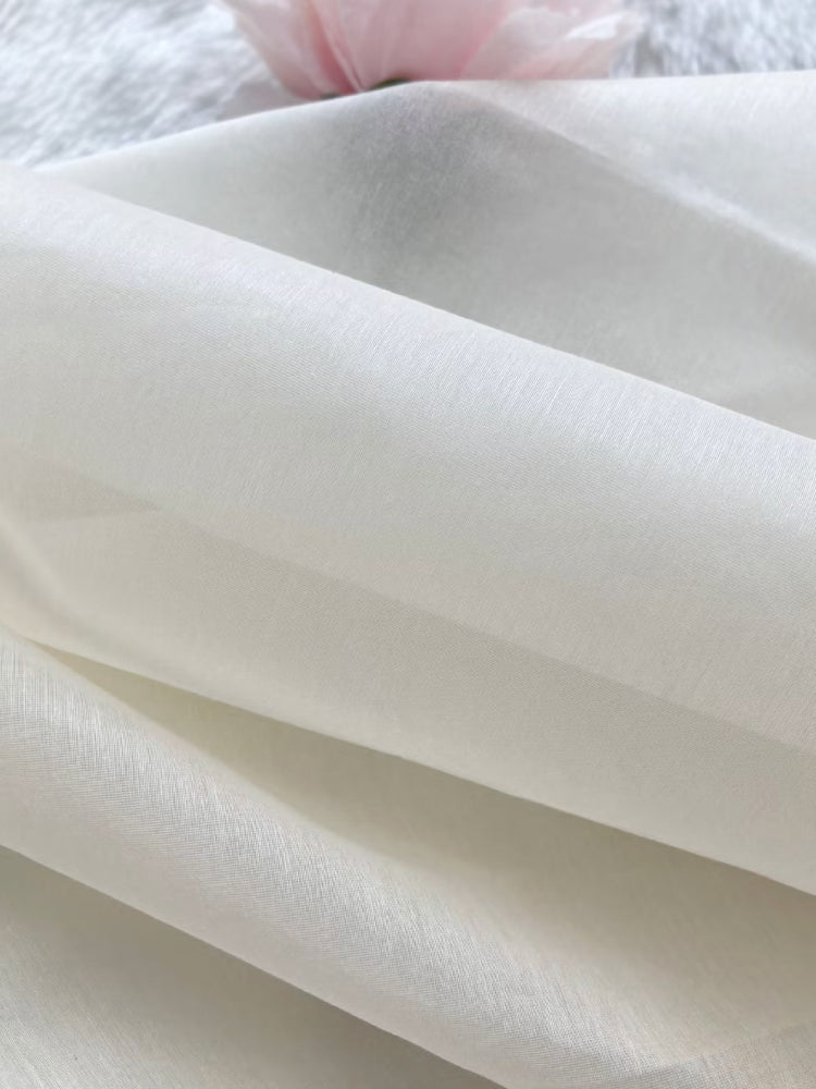 Silk-Cotton Organza Clothing Embroidery Printed White Fabric Telas Tulle Dresses For Women For Sewing By Meters