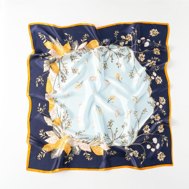 Wholesale Real Silk Satin Head Scarfs With Print Women Elegant Soft Square Bandana Shawl Luxury Gift For Lady