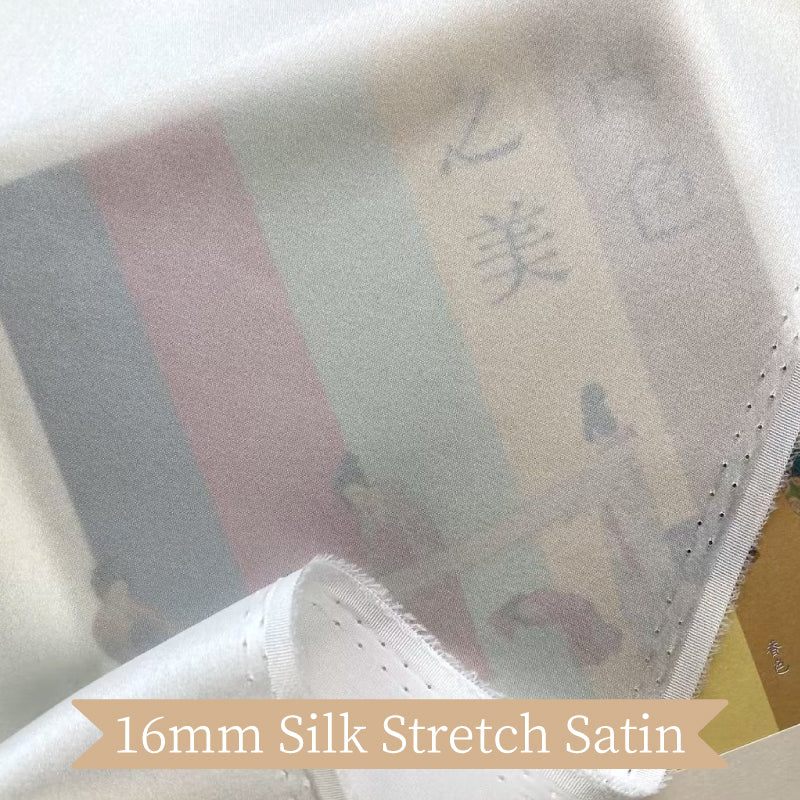 High Quality Mulberry Silk Stretch Satin Clothing Printed Garment Fabric Dresses Elegant Luxury For Women For Sewing By Meters