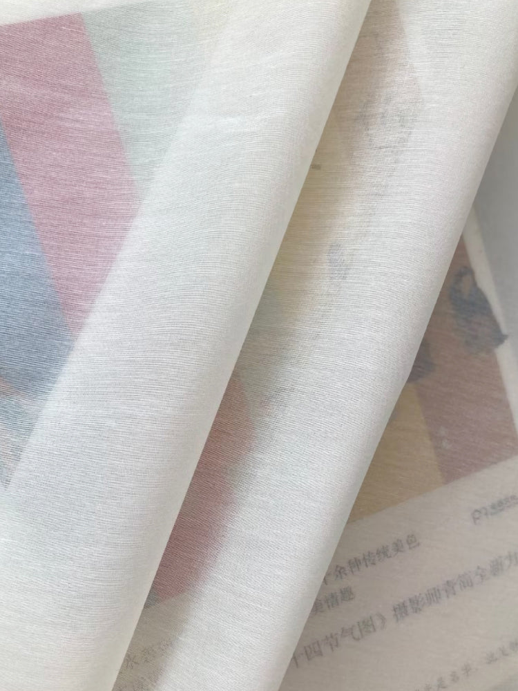 Silk-Cotton Organza Clothing Embroidery Printed White Fabric Telas Tulle Dresses For Women For Sewing By Meters