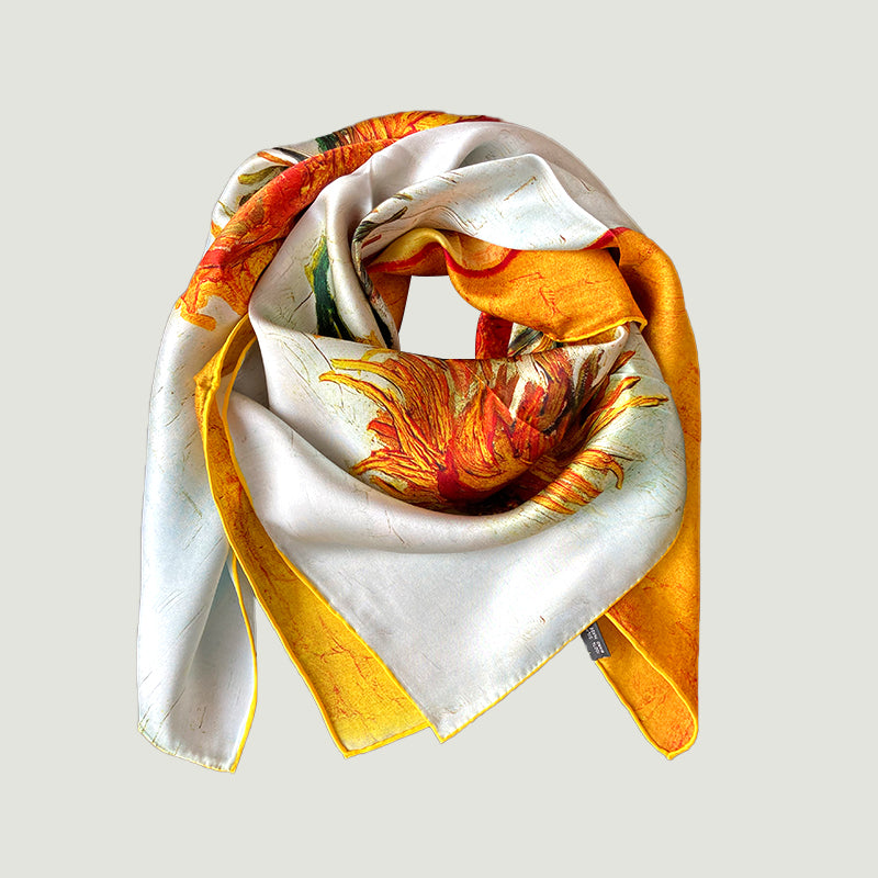 Mulberry Silk Natural Printed Silk Scarf For Woman Luxury Classical Art Famous Painting New Style customization Wholesale 90