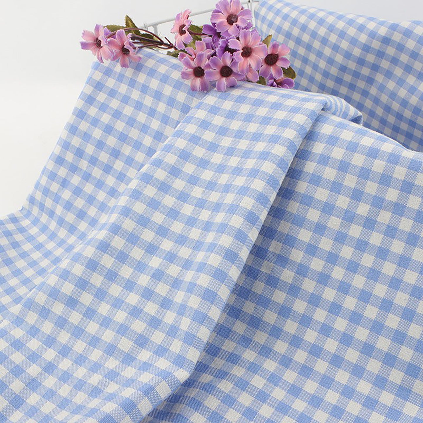 Double-ply Ramie Checkered Fabric For Women For Sewing By Meters R21Y