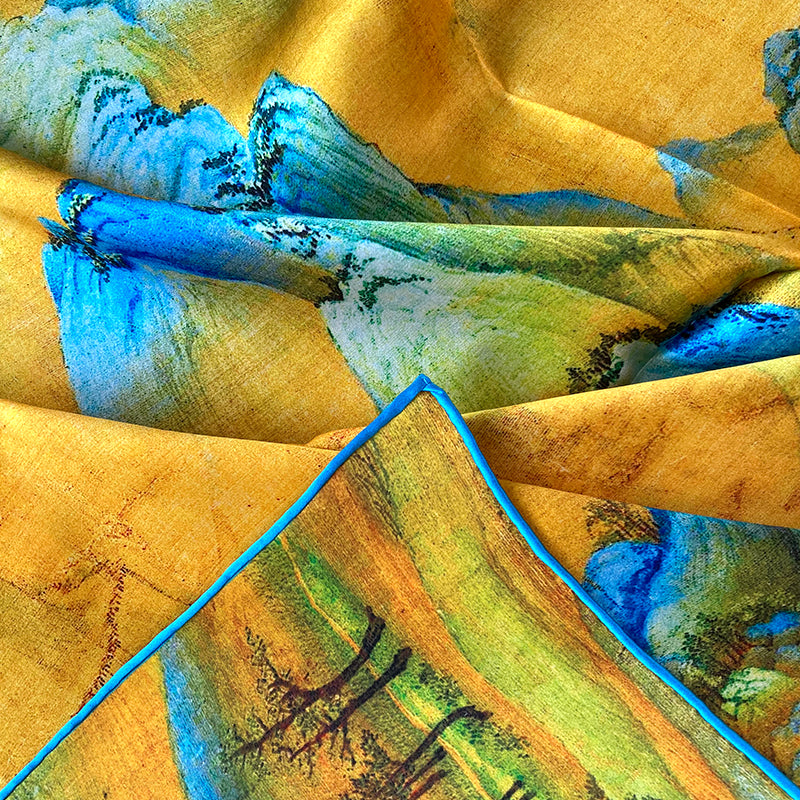 Mulberry Silk Natural Printed Silk Scarf For Woman Luxury Classical Art Famous Painting New Style customization Wholesale 90