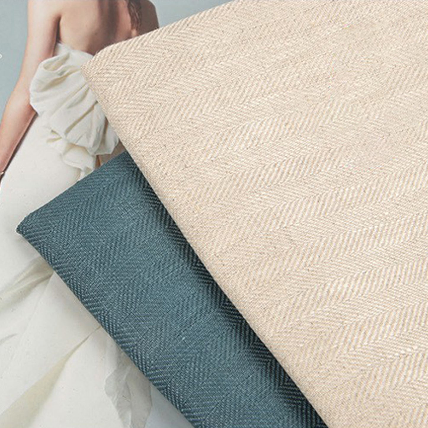 Linen herringbone twill fabric Dresses For Women For Sewing By Meters L14HT