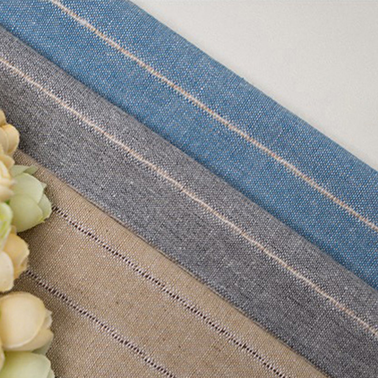 Linen Cotton Yarn-dyed Striped Fabric For Women For Sewing By Meters Y670