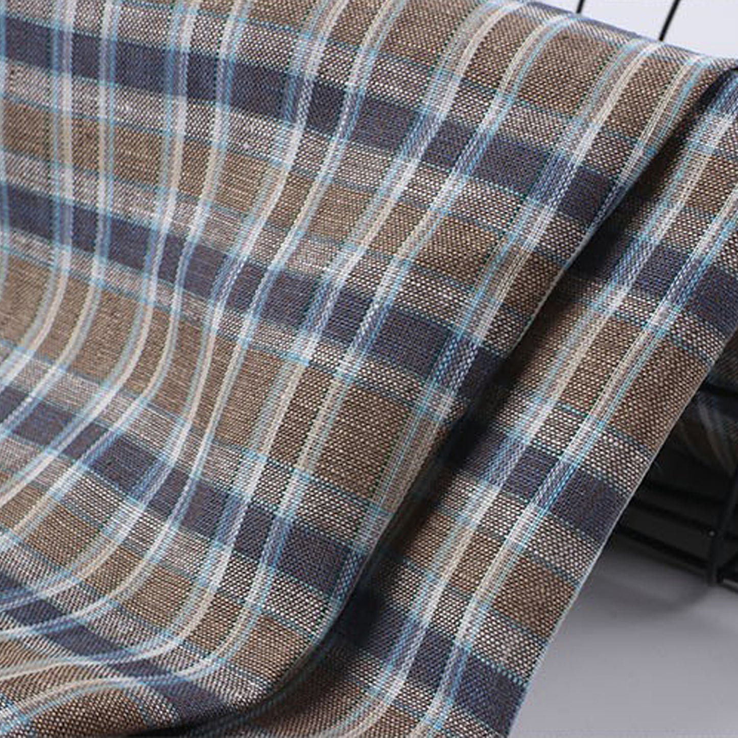 Linen color woven checkered pattern For Women For Sewing By Meters L1463
