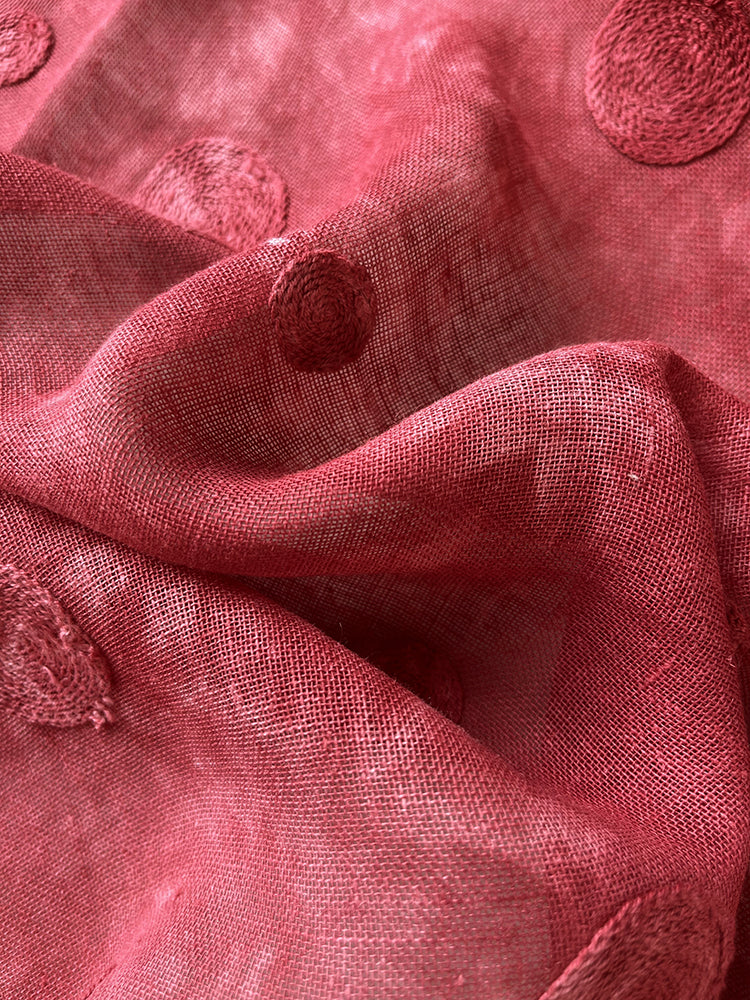 Natural Ramie Cotton Dyeing Red Clothing Fabric Dresses Elegant Luxury For Women For Sewing By Meters R14E/XZ01