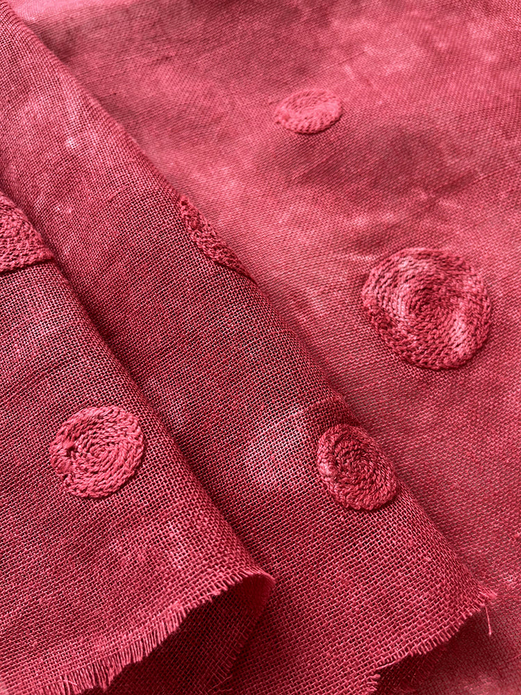 Natural Ramie Cotton Dyeing Red Clothing Fabric Dresses Elegant Luxury For Women For Sewing By Meters R14E/XZ01