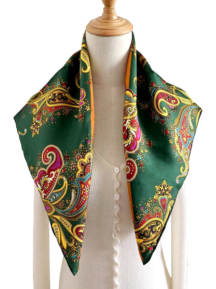 Custom High Grade Real Mulberry Silk Natural Scarf Satin Twill Digital Double Sided Printing Brand Logo Luxury Designer Shawl