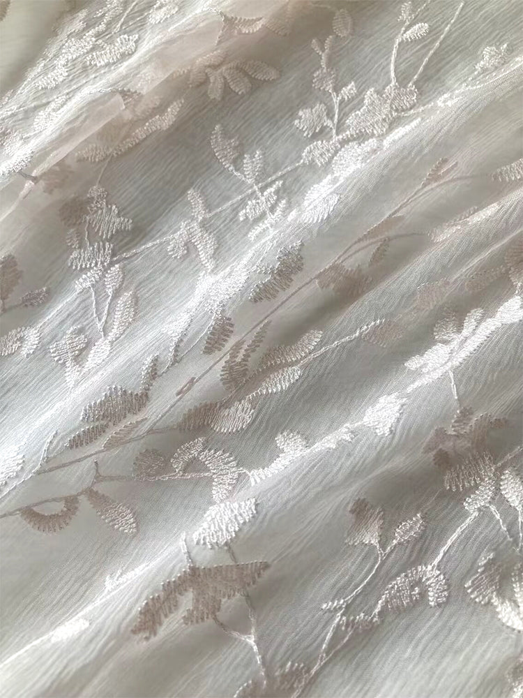 Natural Silk Crinkle Chiffon Embroidery Pink Clothing Fabric Scarf Tulle Dresses Elegant Luxury For Women For Sewing SC2