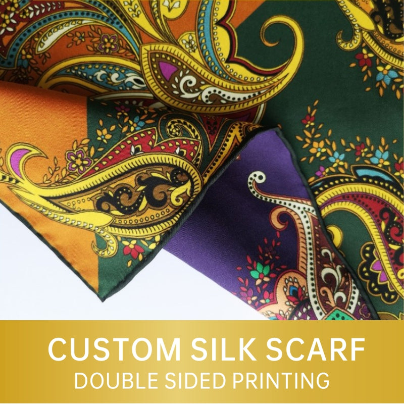 Custom High Grade Real Mulberry Silk Natural Scarf Satin Twill Digital Double Sided Printing Brand Logo Luxury Designer Shawl