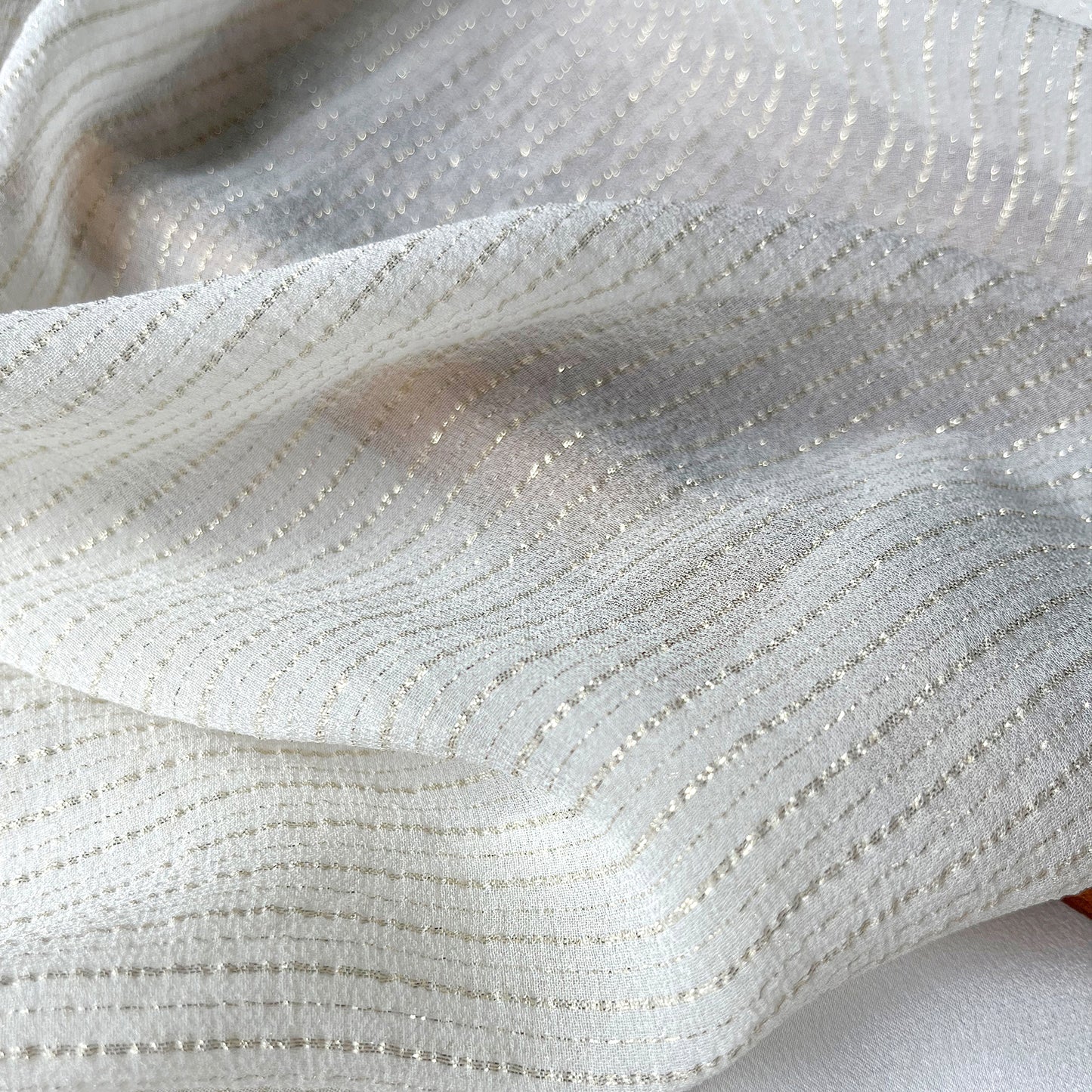 9 Momme Silk Crinkle Chiffon Silver-tinged Shiny Striped Clothing Fabric Elegant Luxury For Women For Sewing By Meters