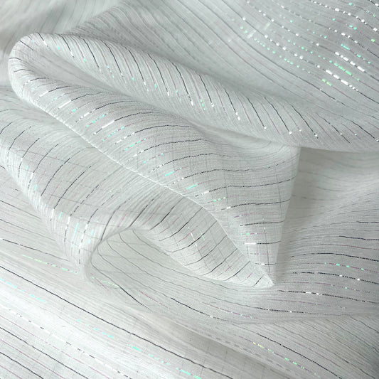 6 Momme Silk Crinkle Chiffon Colorful Bright Shiny Striped Clothing Fabric Elegant Luxury For Women For Sewing By Meters