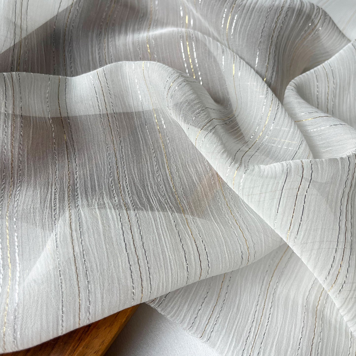 10 Momme Silk Crinkle Chiffon Shiny Striped Clothing Fabric Elegant Luxury For Women For Sewing By Meters