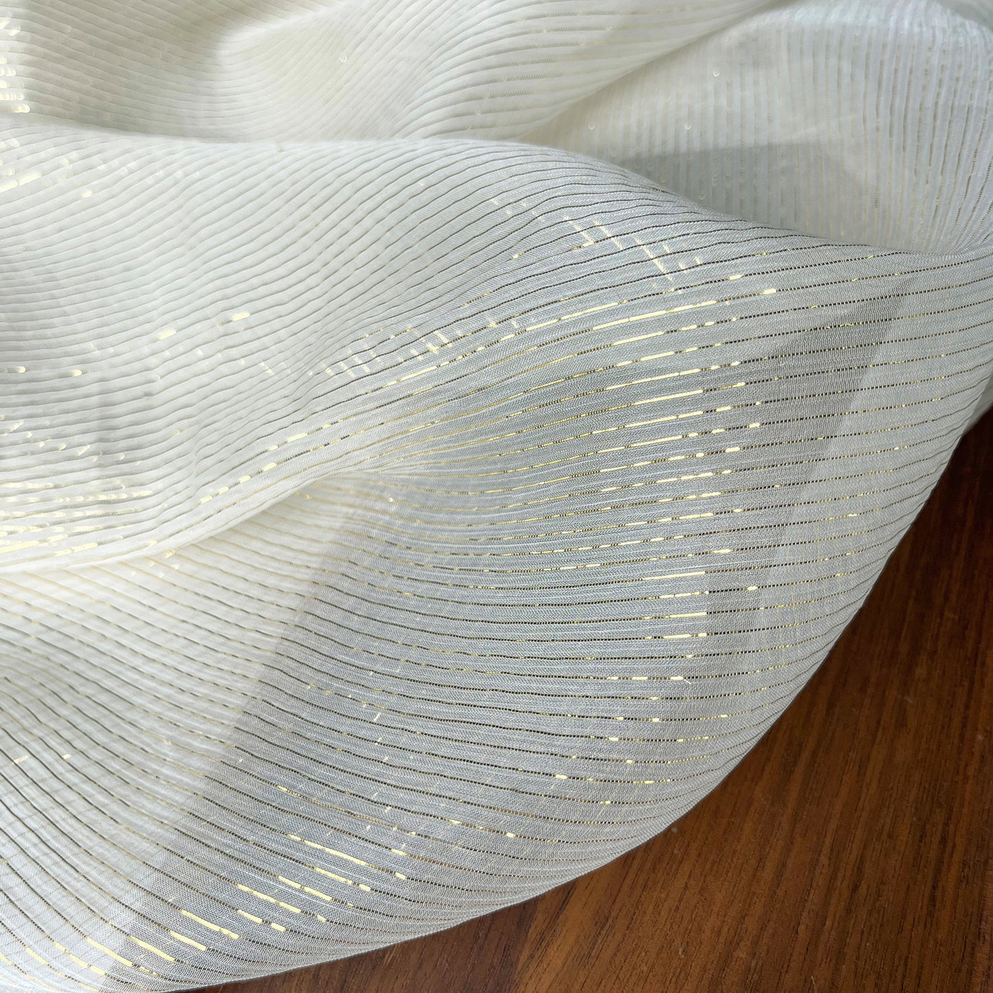 5 Momme Silk Crinkle Chiffon Golden Shiny Striped Clothing Fabric Elegant Luxury For Women For Sewing By Meters
