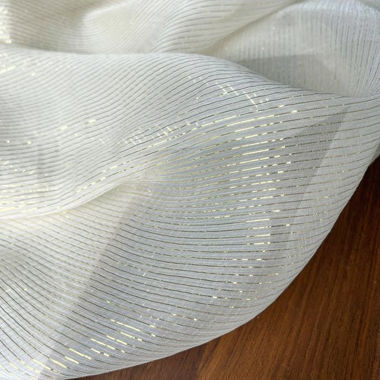 5 Momme Silk Crinkle Chiffon Golden Shiny Striped Clothing Fabric Elegant Luxury For Women For Sewing By Meters