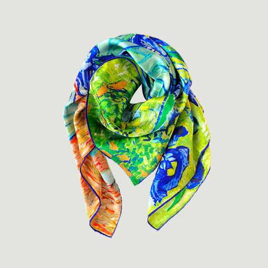 Mulberry Silk Natural Printed Silk Scarf 35" For Woman Luxury Classical Art Famous Painting New Style customization