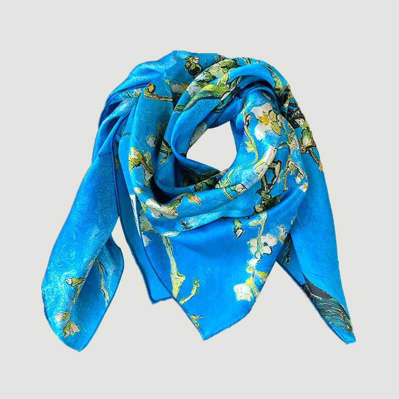 Mulberry Silk Natural Printed Silk Scarf 35" For Woman Luxury Classical Art Famous Painting New Style customization