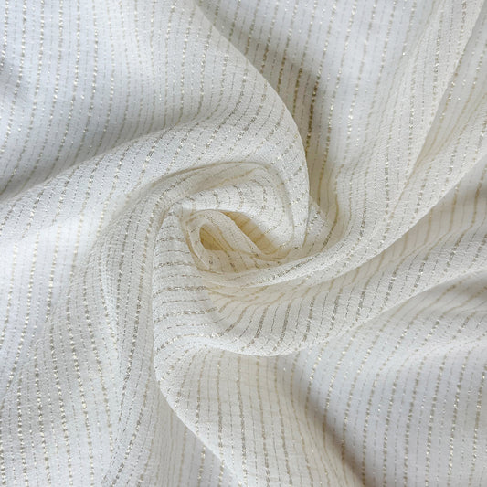 9 Momme Silk Crinkle Chiffon Silver-tinged Shiny Striped Clothing Fabric Elegant Luxury For Women For Sewing By Meters