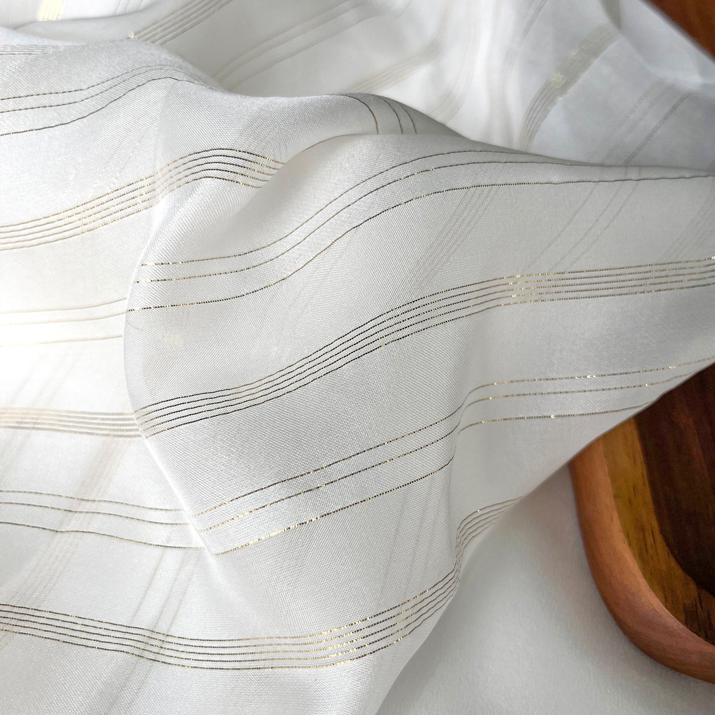 8 Momme Silk Chiffon Golden Shiny Striped Clothing Fabric Elegant Luxury For Women For Sewing By Meters