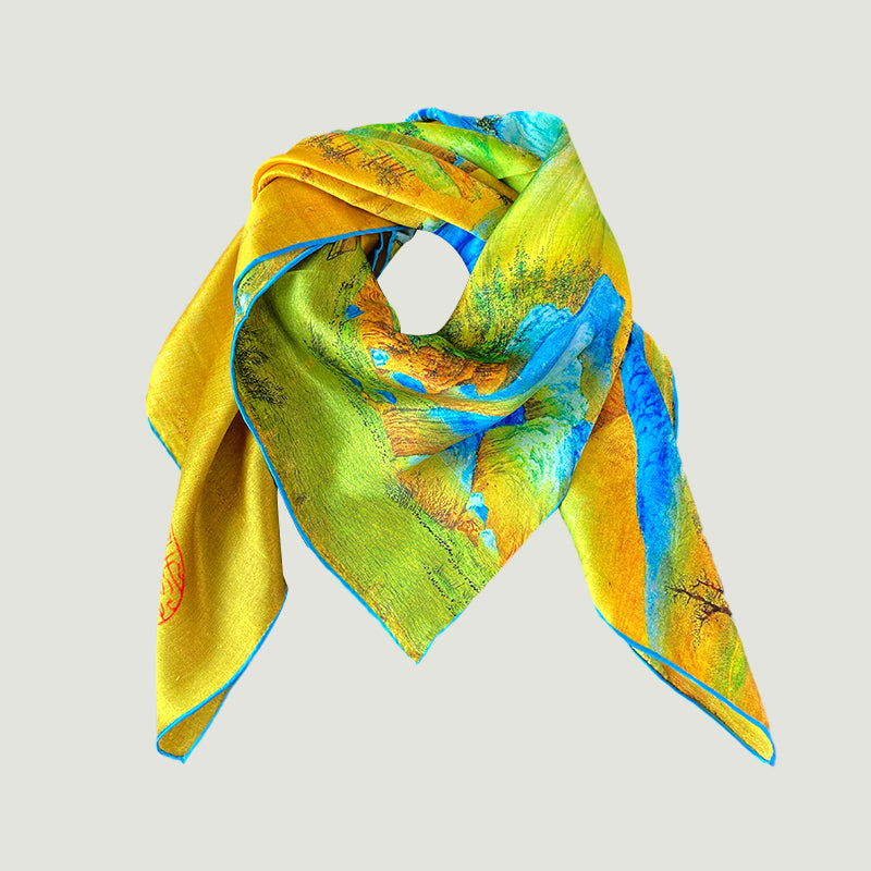 Mulberry Silk Natural Printed Silk Scarf 35" For Woman Luxury Classical Art Famous Painting New Style customization