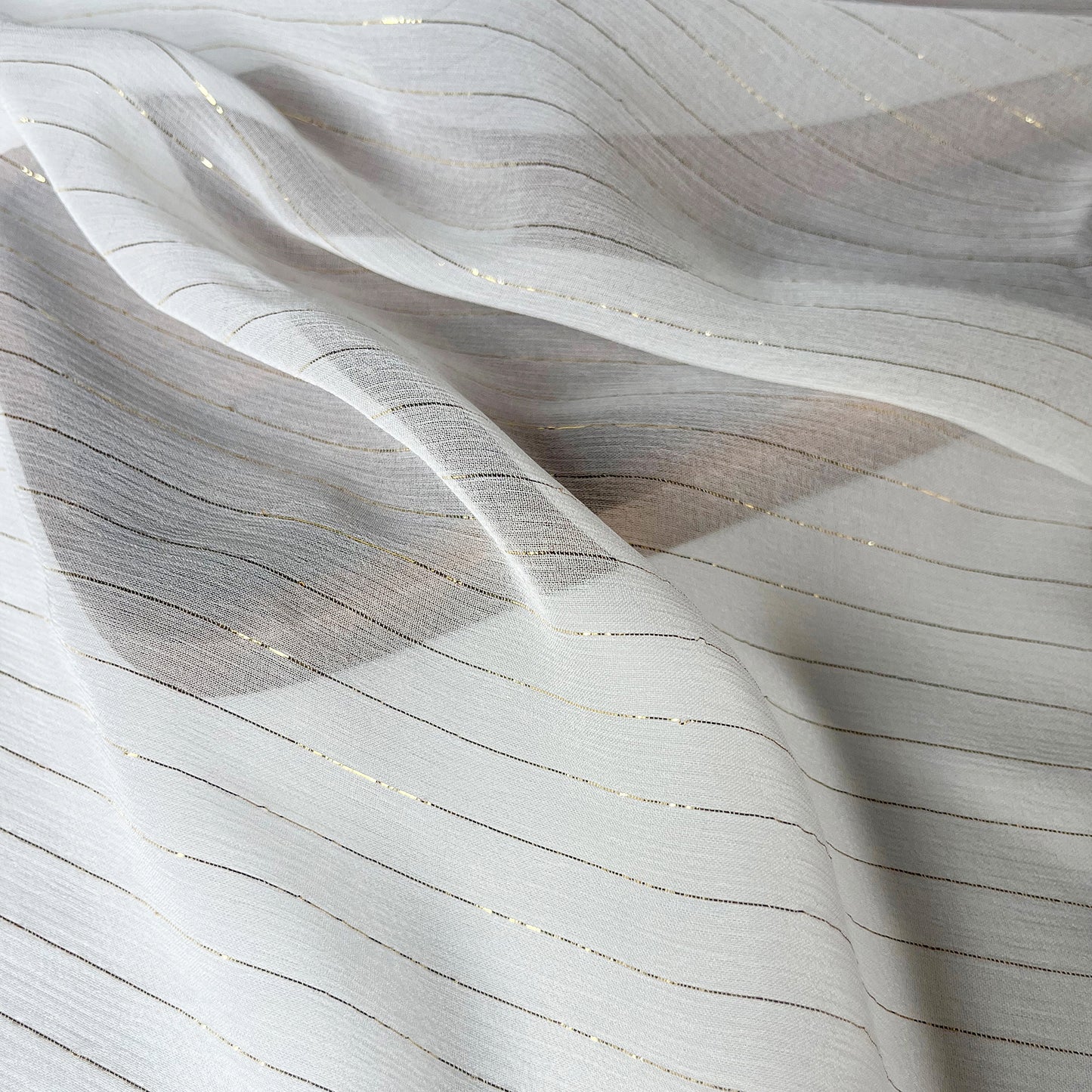 8 Momme Silk Crinkle Chiffon Golden Shiny Striped Clothing Fabric Elegant Luxury For Women For Sewing By Meters