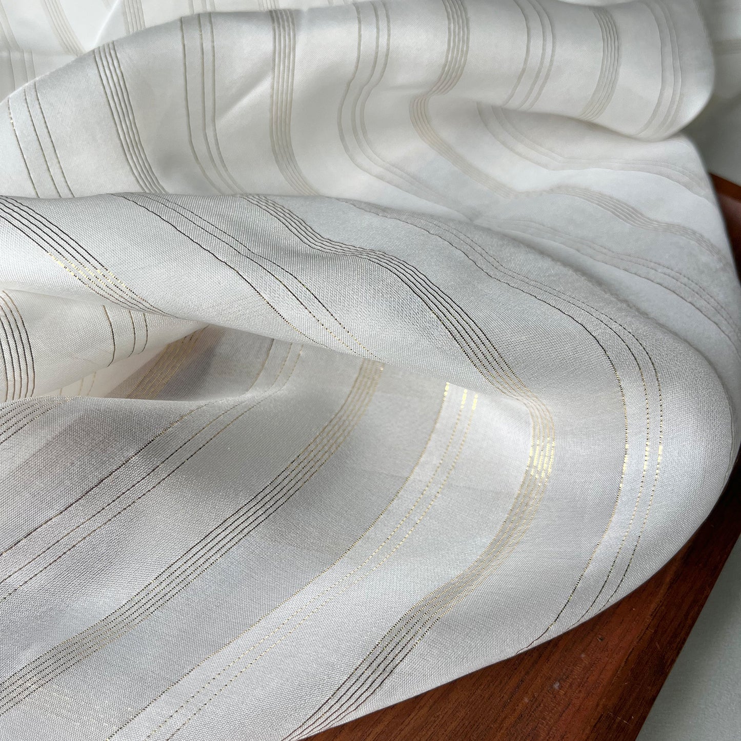 8 Momme Silk Chiffon Golden Shiny Striped Clothing Fabric Elegant Luxury For Women For Sewing By Meters