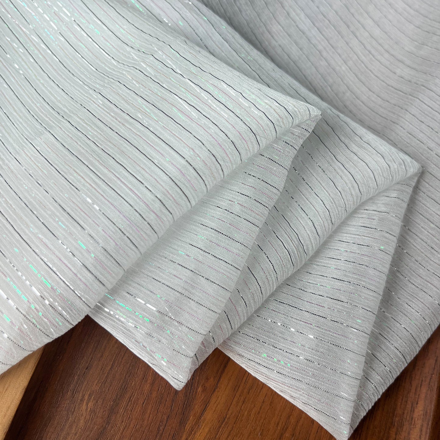 6 Momme Silk Crinkle Chiffon Colorful Bright Shiny Striped Clothing Fabric Elegant Luxury For Women For Sewing By Meters