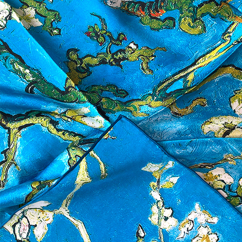 Mulberry Silk Natural Printed Silk Scarf 35" For Woman Luxury Classical Art Famous Painting New Style customization