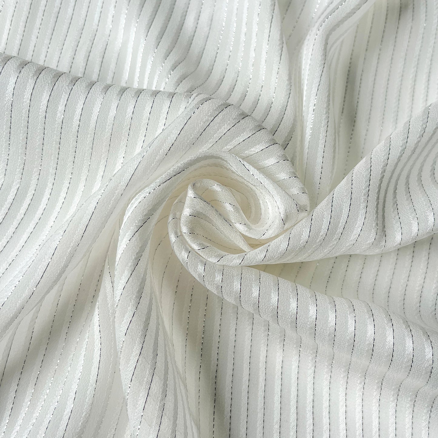 12 Momme Silk Chiffon Silver-tinged Shiny Striped Clothing Fabric Elegant Luxury For Women For Sewing By Meters