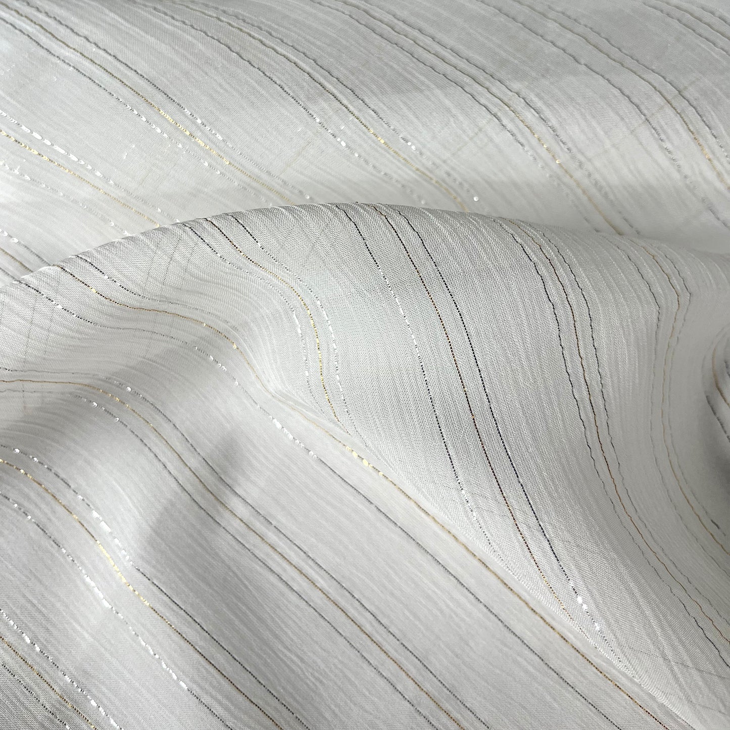 10 Momme Silk Crinkle Chiffon Shiny Striped Clothing Fabric Elegant Luxury For Women For Sewing By Meters