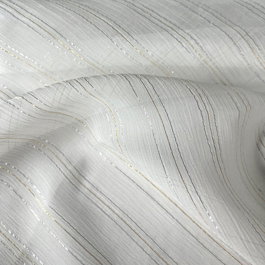 10 Momme Silk Crinkle Chiffon Shiny Striped Clothing Fabric Elegant Luxury For Women For Sewing By Meters