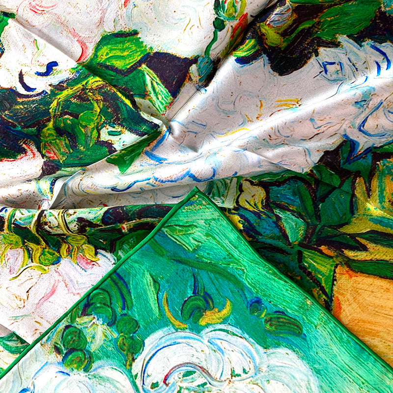 Mulberry Silk Natural Printed Silk Scarf 35" For Woman Luxury Classical Art Famous Painting New Style customization