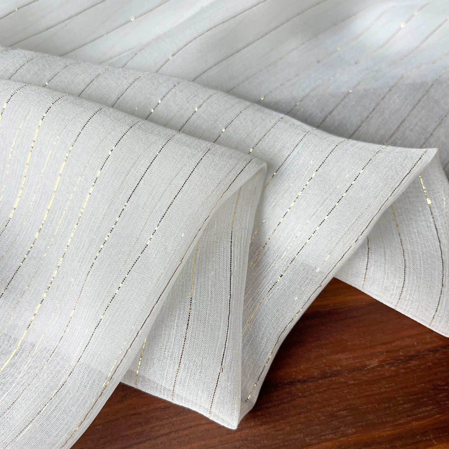 8 Momme Silk Crinkle Chiffon Golden Shiny Striped Clothing Fabric Elegant Luxury For Women For Sewing By Meters