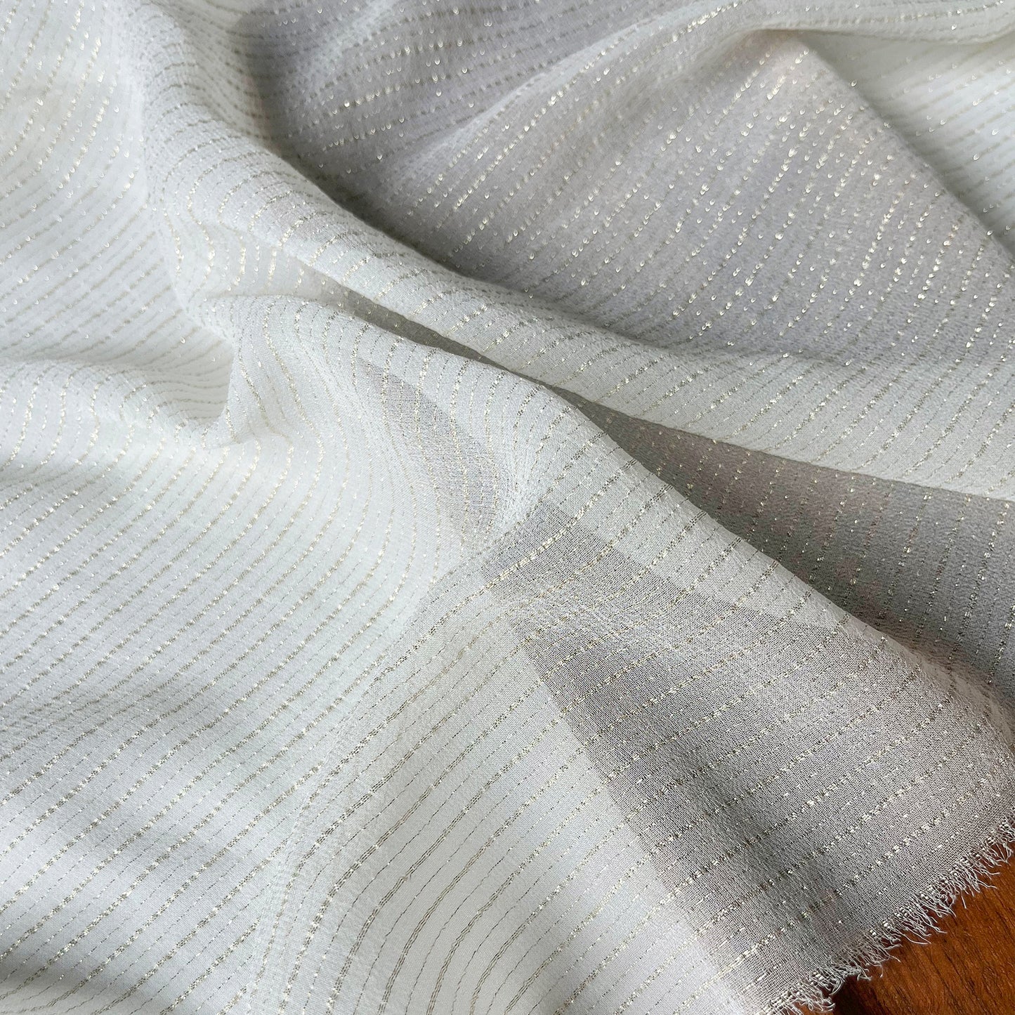 9 Momme Silk Crinkle Chiffon Silver-tinged Shiny Striped Clothing Fabric Elegant Luxury For Women For Sewing By Meters