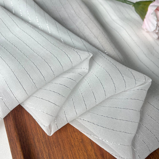 8 Momme Silk Georgette Silver-tinged Shiny Striped Clothing Fabric Elegant Luxury For Women For Sewing By Meters
