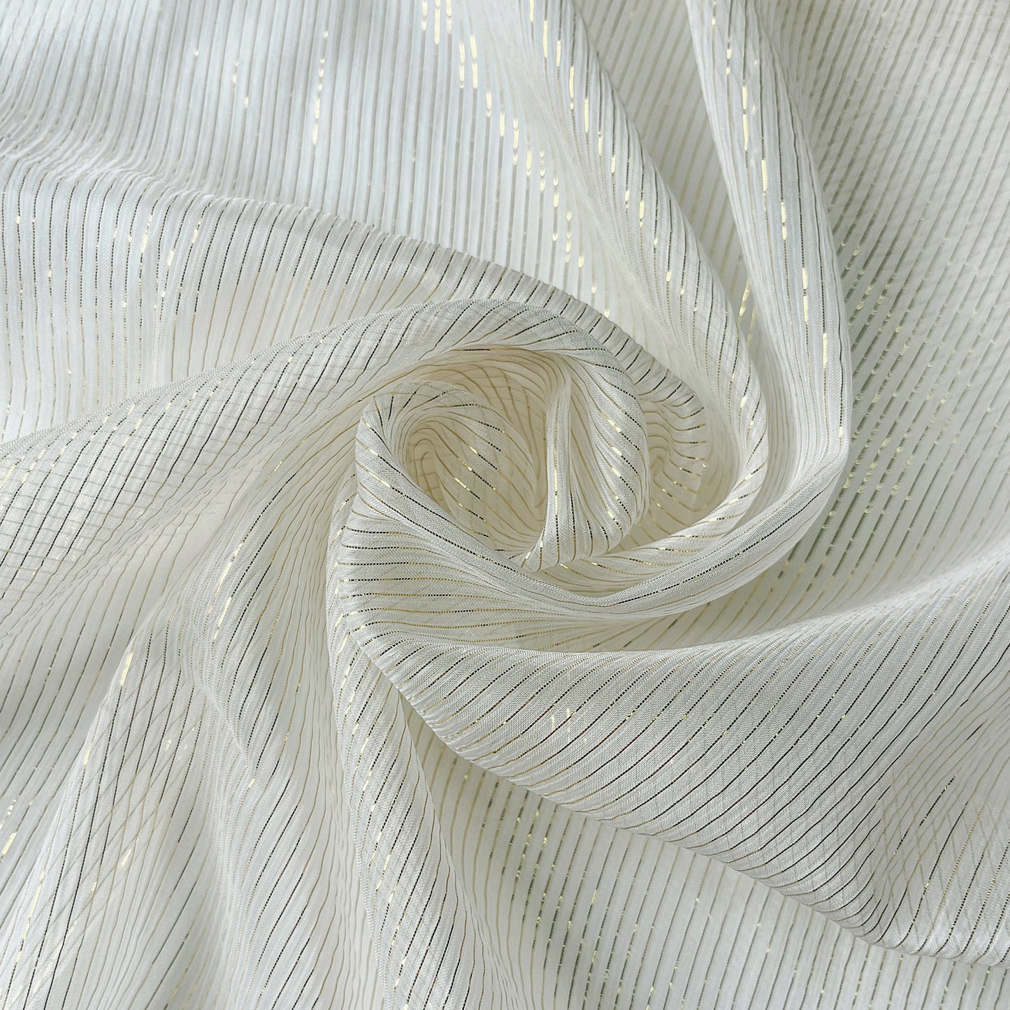 5 Momme Silk Crinkle Chiffon Golden Shiny Striped Clothing Fabric Elegant Luxury For Women For Sewing By Meters