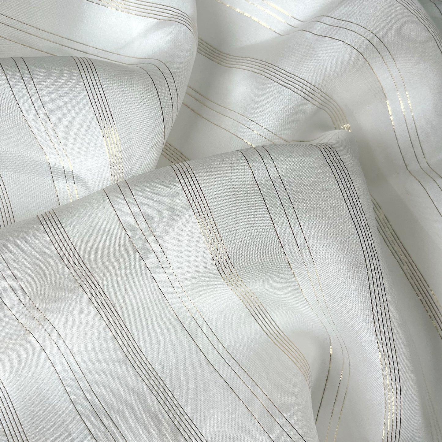 8 Momme Silk Chiffon Golden Shiny Striped Clothing Fabric Elegant Luxury For Women For Sewing By Meters