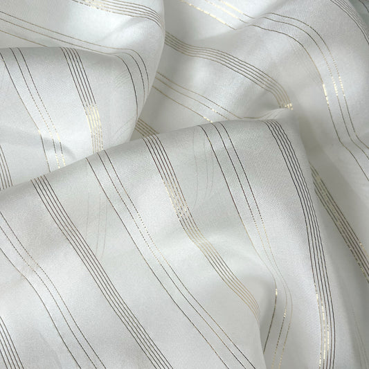 8 Momme Silk Chiffon Golden Shiny Striped Clothing Fabric Elegant Luxury For Women For Sewing By Meters