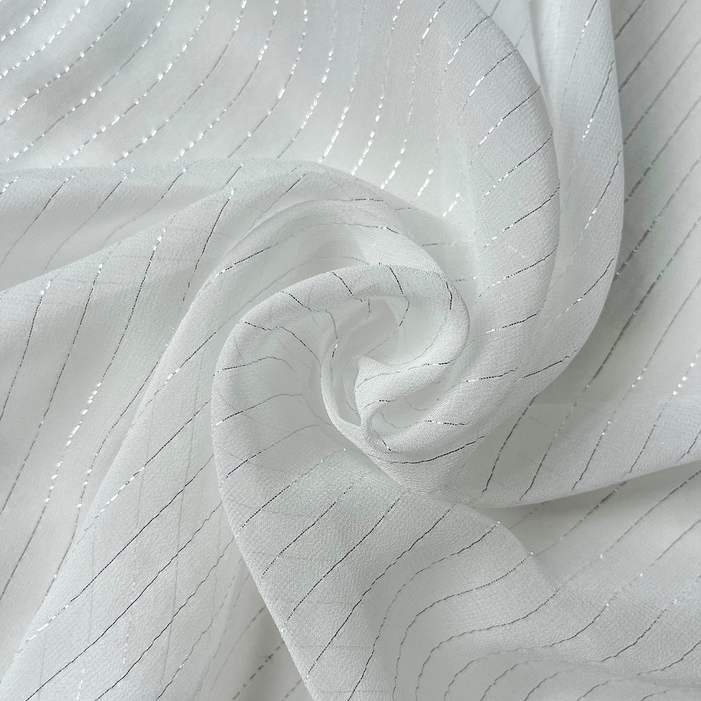8 Momme Silk Georgette Silver-tinged Shiny Striped Clothing Fabric Elegant Luxury For Women For Sewing By Meters