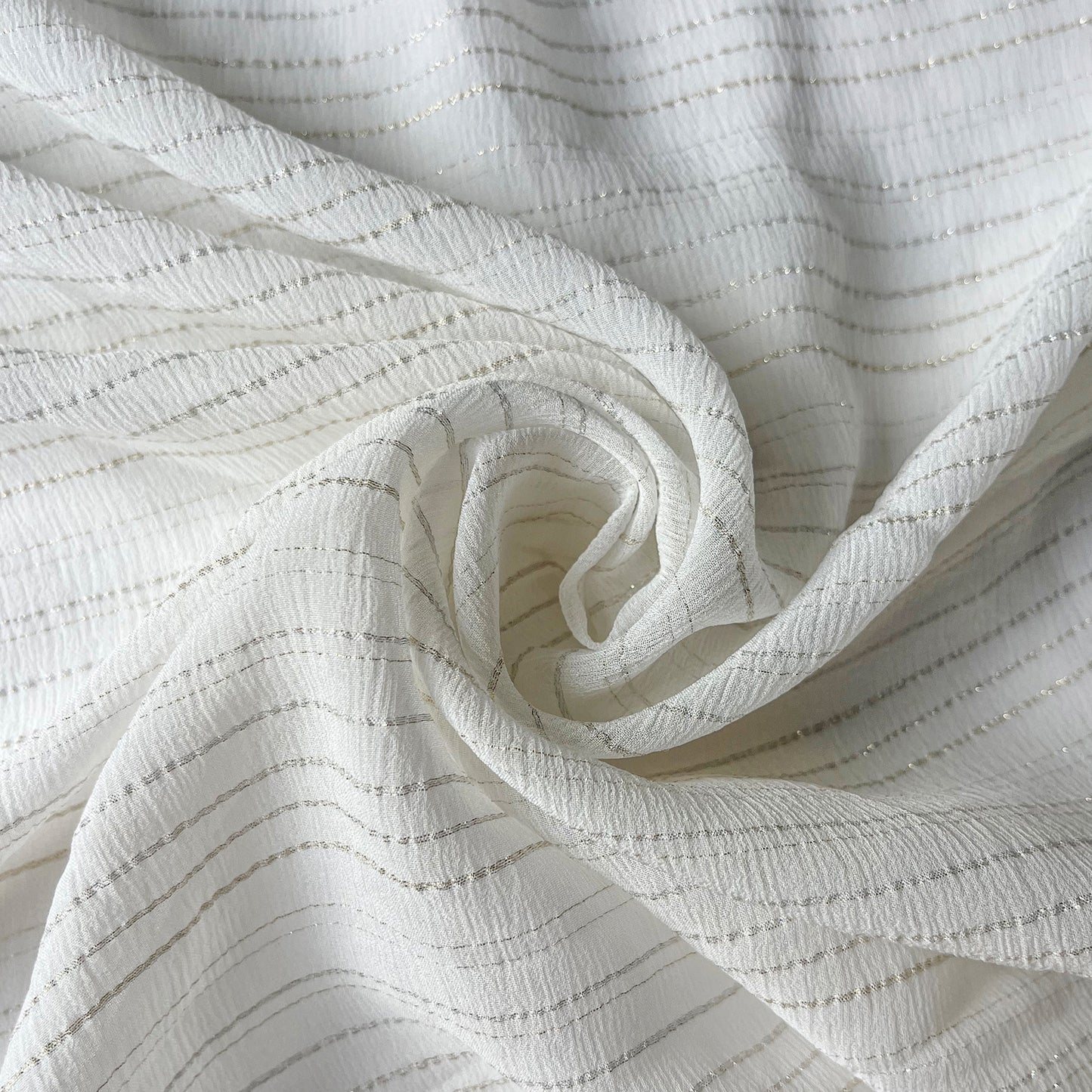 11.5 Momme Silk Crinkle Chiffon Gold and Silver Shiny Striped Clothing Fabric Elegant Luxury For Women For Sewing By Meters