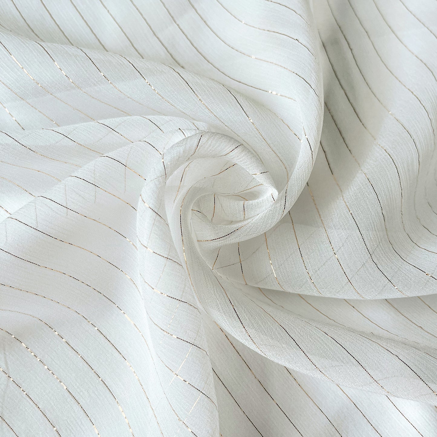8 Momme Silk Crinkle Chiffon Golden Shiny Striped Clothing Fabric Elegant Luxury For Women For Sewing By Meters