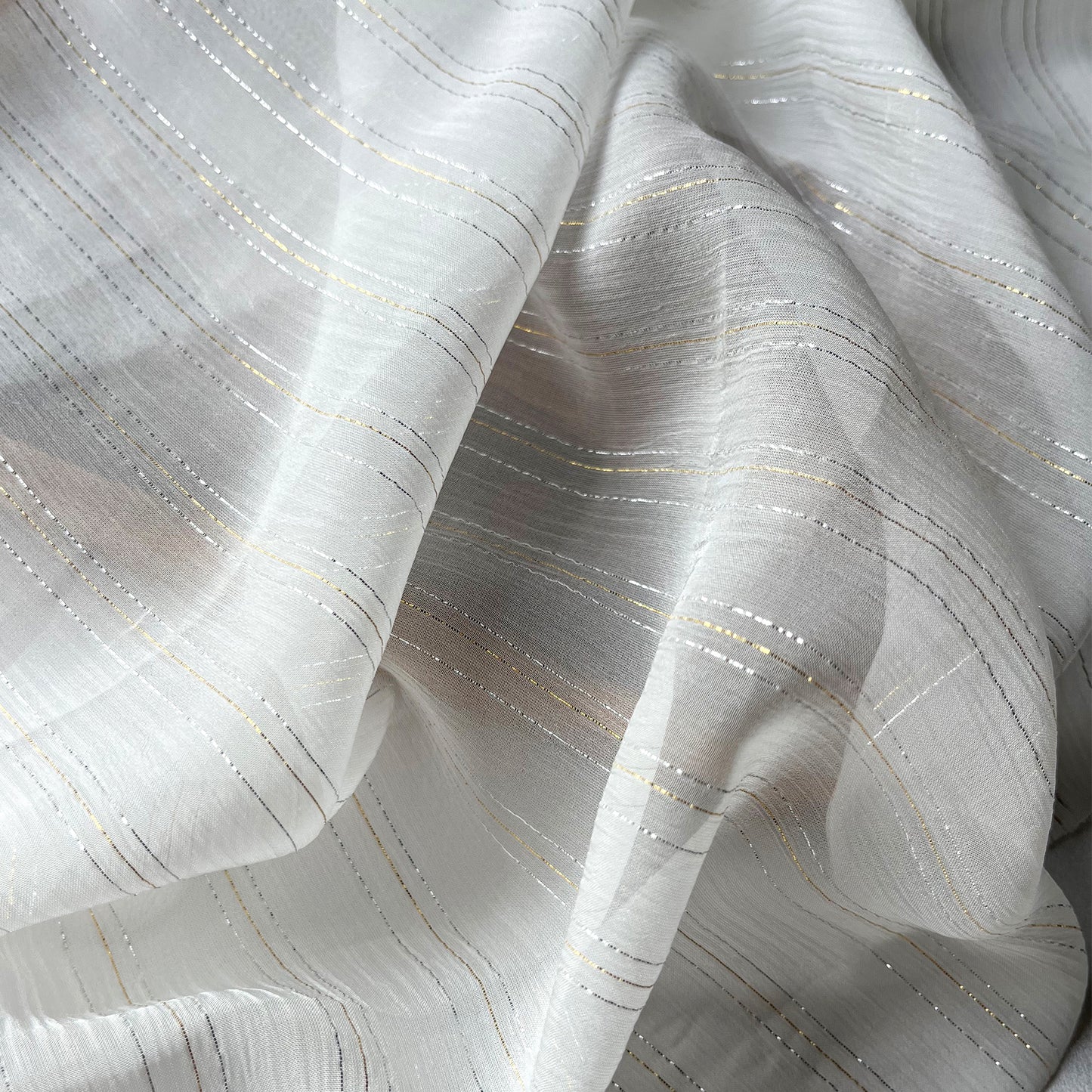10 Momme Silk Crinkle Chiffon Shiny Striped Clothing Fabric Elegant Luxury For Women For Sewing By Meters