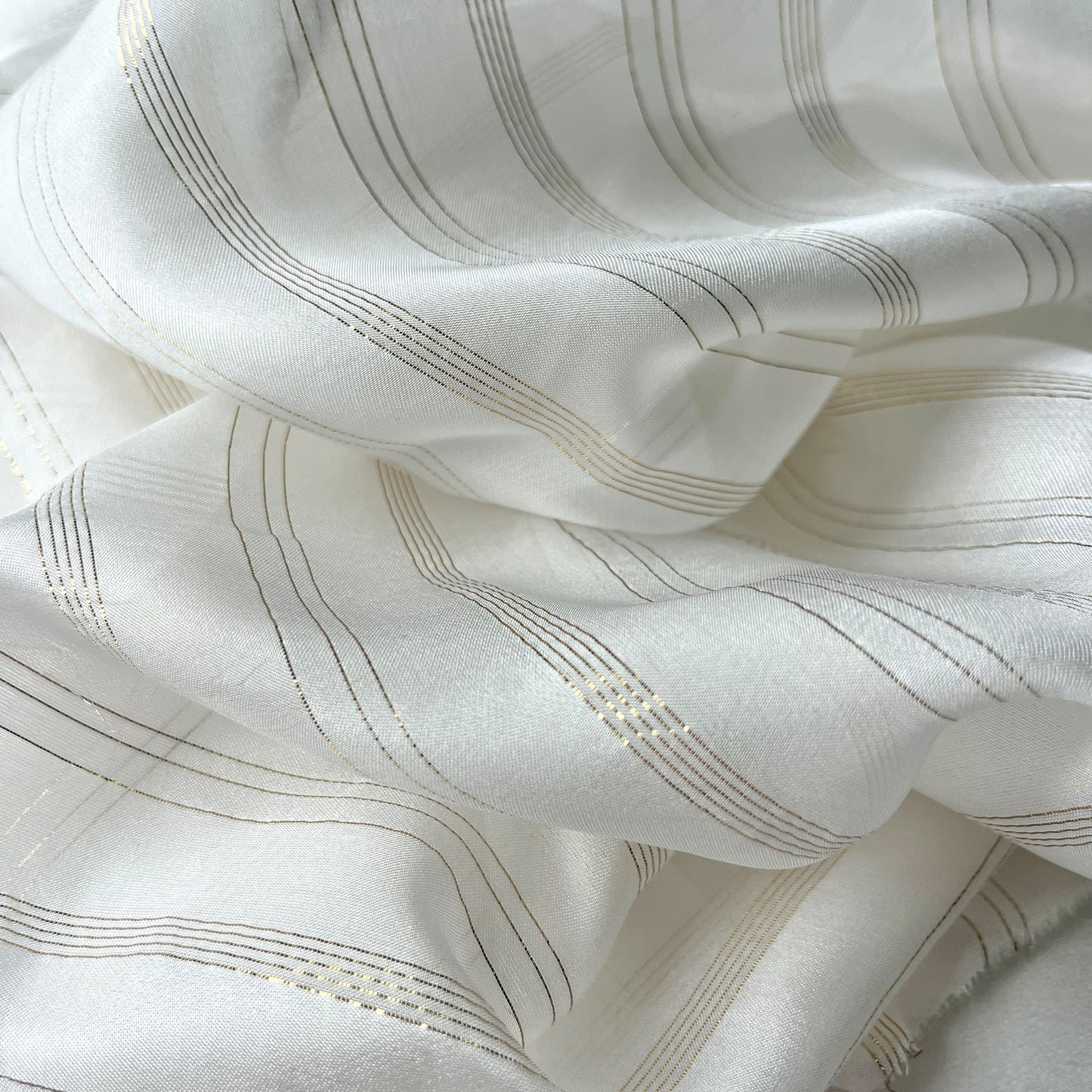 8 Momme Silk Chiffon Golden Shiny Striped Clothing Fabric Elegant Luxury For Women For Sewing By Meters