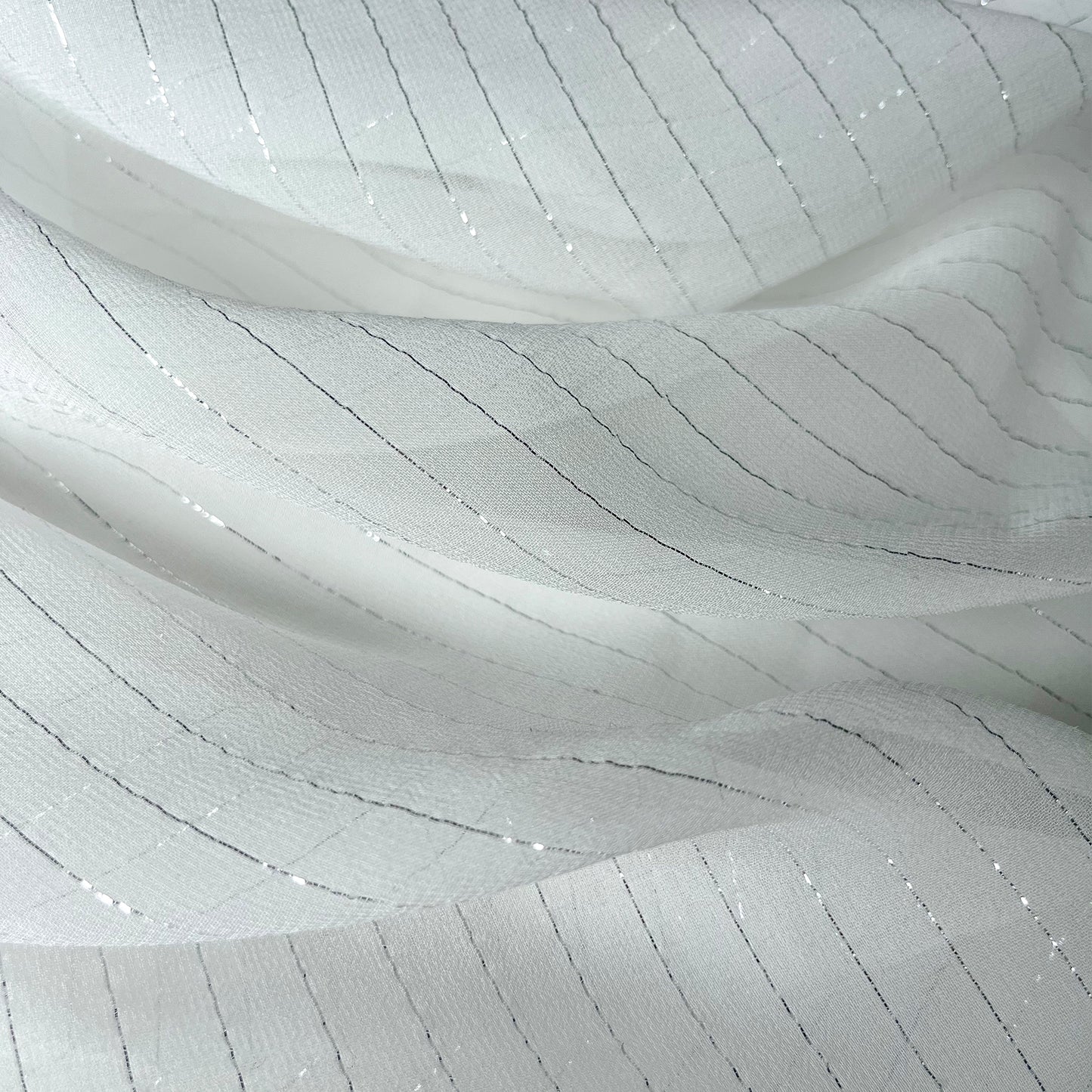 8 Momme Silk Georgette Silver-tinged Shiny Striped Clothing Fabric Elegant Luxury For Women For Sewing By Meters