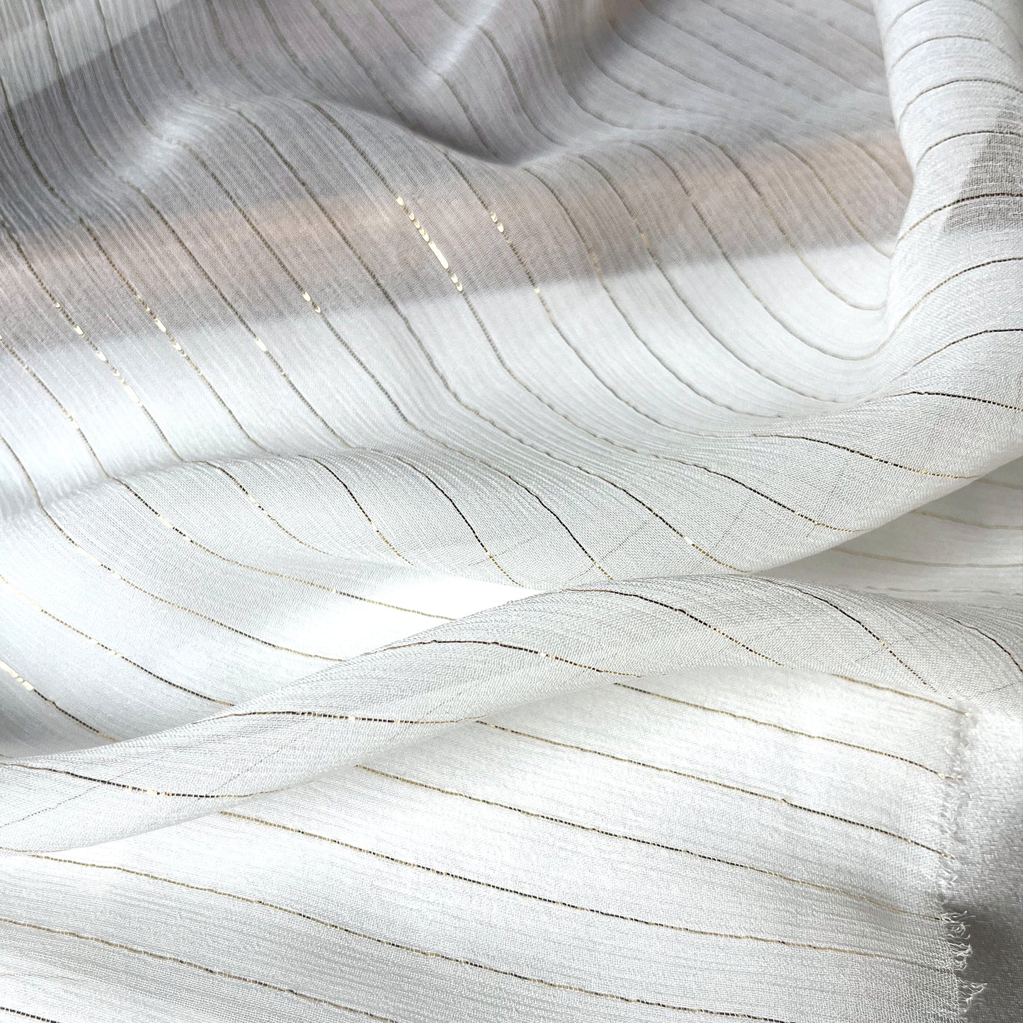 8 Momme Silk Crinkle Chiffon Golden Shiny Striped Clothing Fabric Elegant Luxury For Women For Sewing By Meters