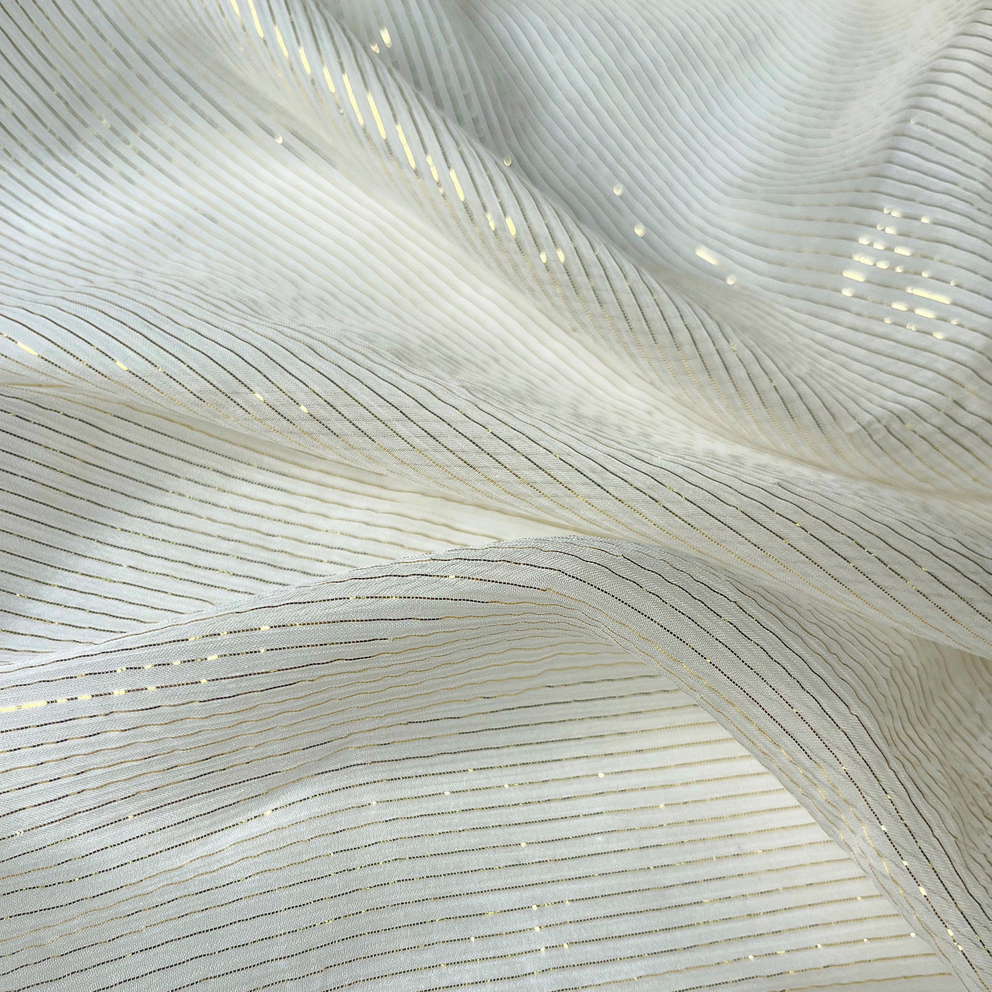 5 Momme Silk Crinkle Chiffon Golden Shiny Striped Clothing Fabric Elegant Luxury For Women For Sewing By Meters