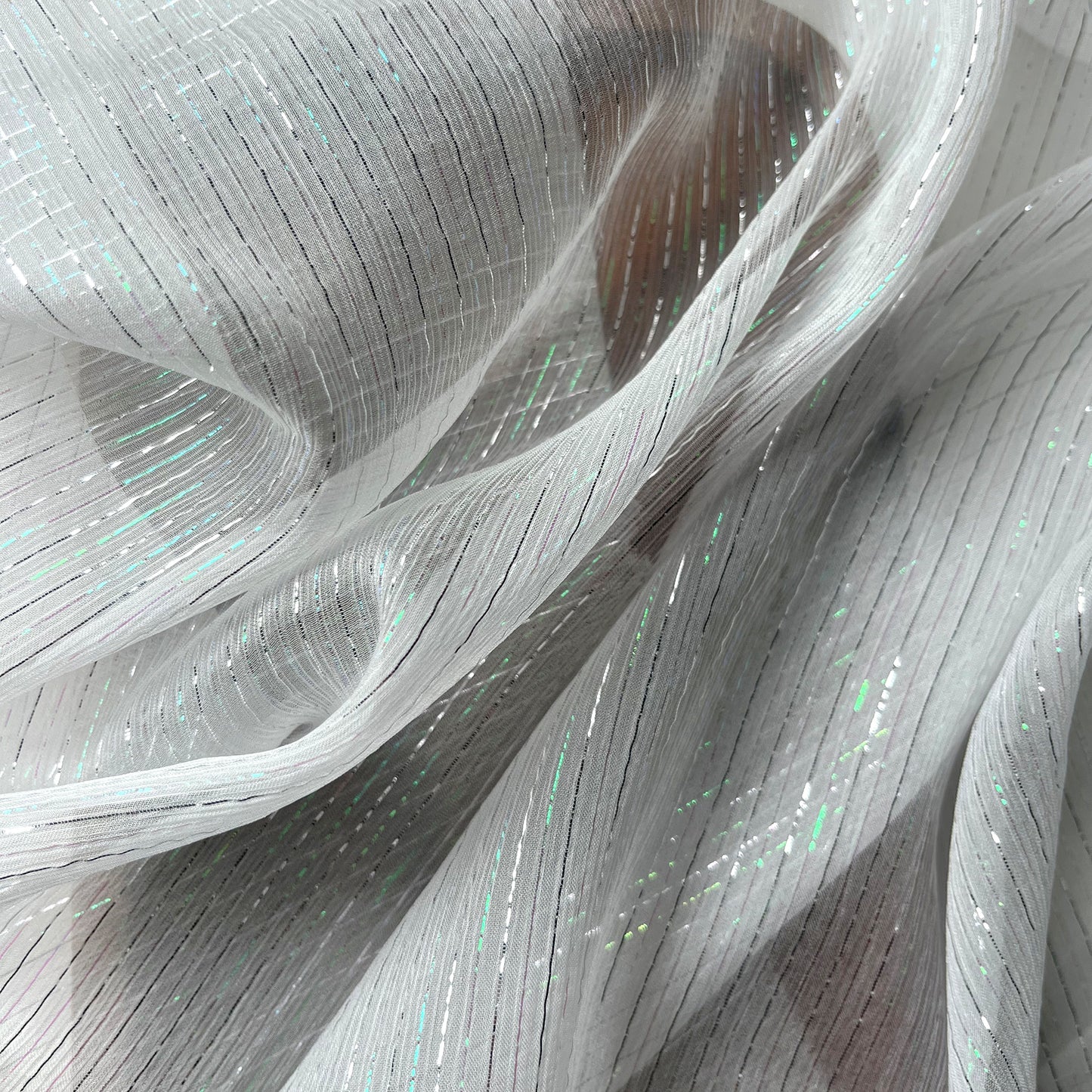 6 Momme Silk Crinkle Chiffon Colorful Bright Shiny Striped Clothing Fabric Elegant Luxury For Women For Sewing By Meters